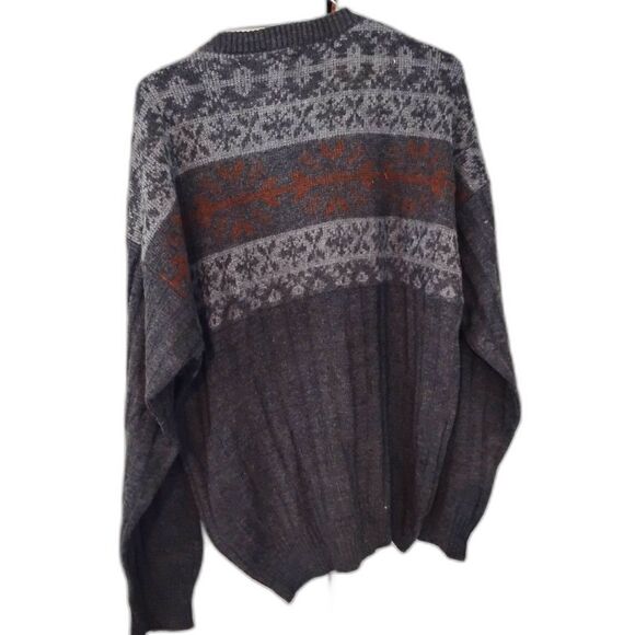 Vintage Van Heusen Sweater XL Fair Isle Knit 80s 90s Retro Pullover Grandpa Chic - Picture 2 of 2